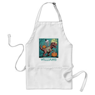 Personalised Halloween Skeleton Riding Dinosaur Standard Apron