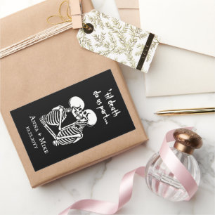 Personalised Halloween Skeleton Wedding Rectangular Sticker