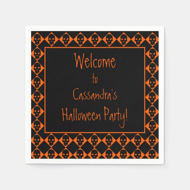 Personalised Halloween Skulls Napkin (Front)