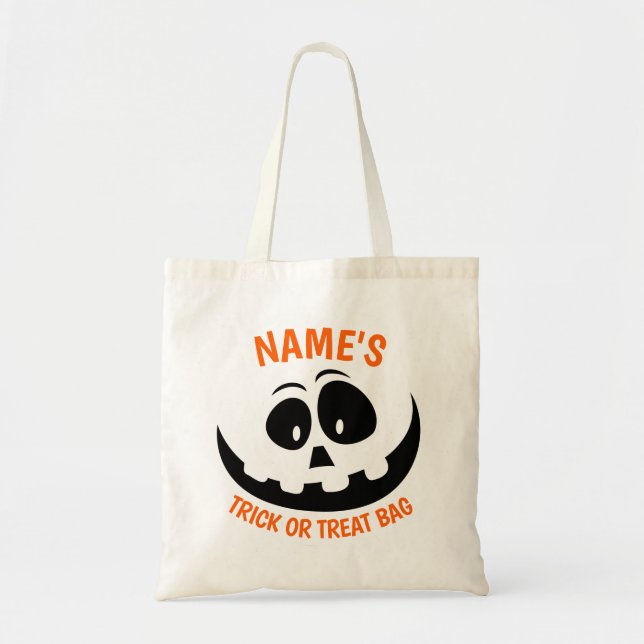 Personalised Halloween Trick or Treat Tote Bag (Front)