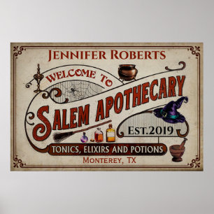 Personalised Halloween Welcome To Salem Pothecary Poster
