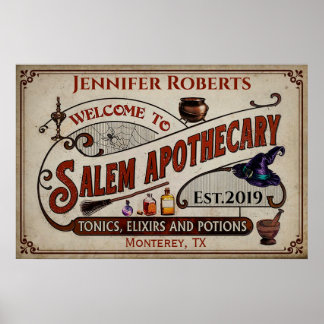 Personalised Halloween Welcome To Salem Pothecary Poster