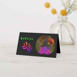 Personalised Halloween Witch Place Card