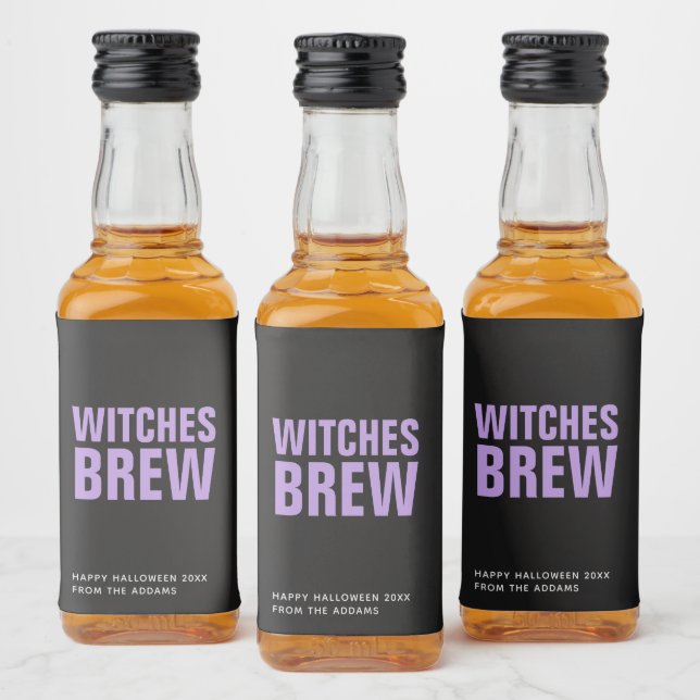 Personalised Halloween Witches Brew Minimalist Liquor Bottle Label (Bottles)