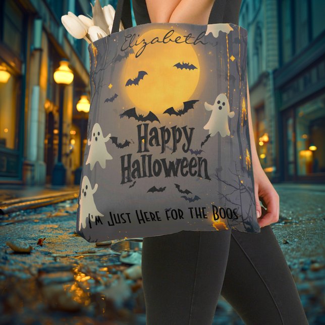 Personalised Halloween with Ghosts and Full Moon Tote Bag (Creator Uploaded)