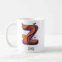 Personalised Halloween Z Initial Name Mug