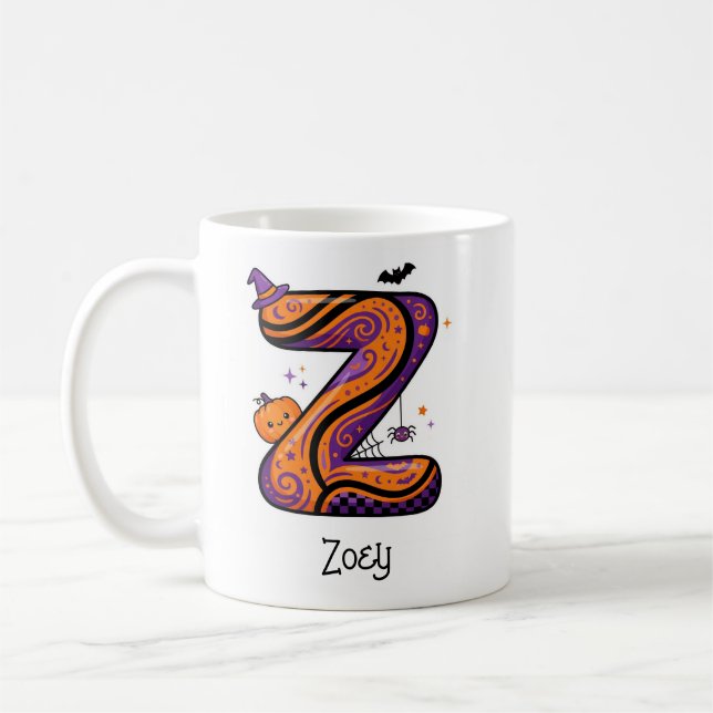 Personalised Halloween Z Initial Name Mug (Left)
