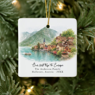 Personalised Hallstatt Austria Travel Photo Ceramic Ornament