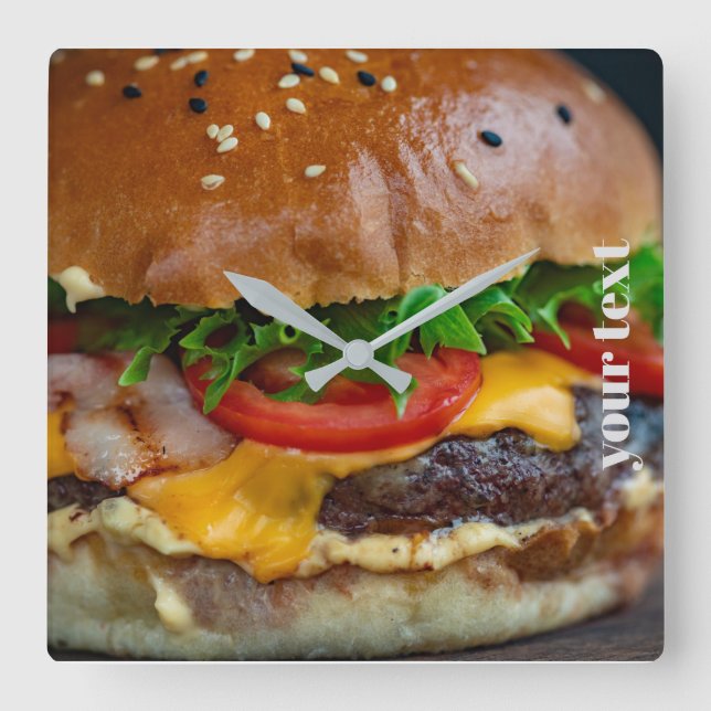 Personalised Hamburger Photo Acrylic Wall Clock (Front)