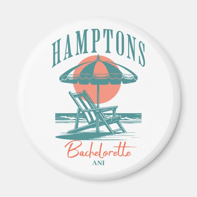 personalised hamptons bachelorette  lounger  magnet (Front)
