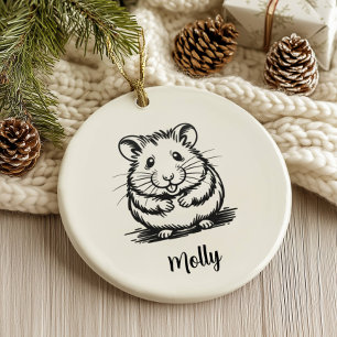 Personalised Hamster Christmas Ceramic Ornament