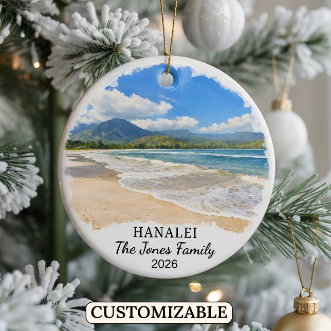 Personalised Hanalei Ornament, Custom Hawaii Ceramic Ornament (Creator Uploaded)
