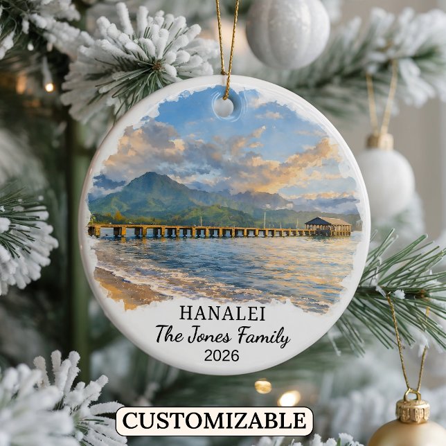 Personalised Hanalei Ornament, Custom Hawaii Ceramic Ornament (Creator Uploaded)