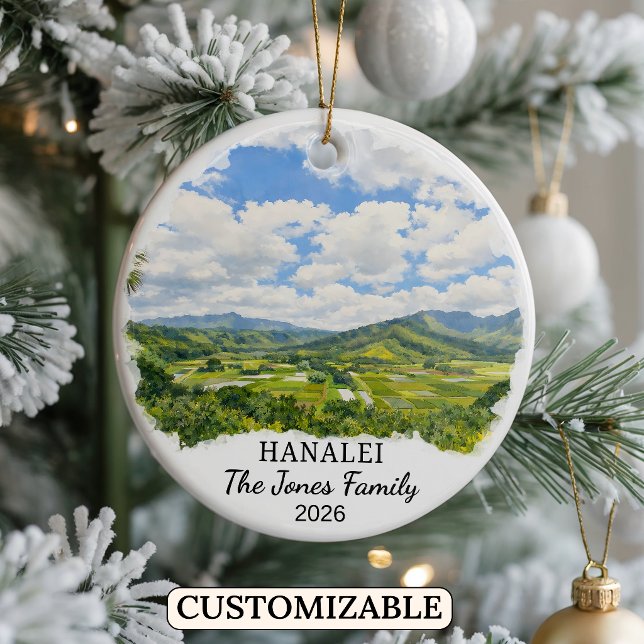Personalised Hanalei Ornament, Custom Hawaii Ceramic Ornament (Creator Uploaded)
