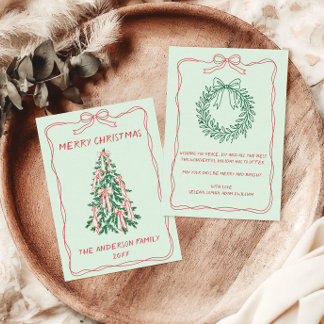 Personalised Hand Drawn Christmas Tree Family Holiday Card