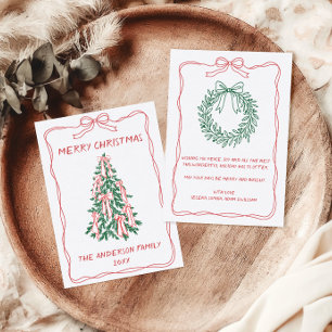 Personalised Hand Drawn Christmas Tree Family Holiday Card