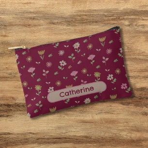 Personalised hand drawn floral pattern travel accessory pouch