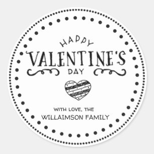 Personalised Hand-Drawn Happy Valentine's Day Classic Round Sticker