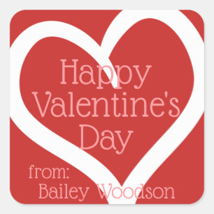 Personalised Hand-Drawn Heart Valentine From Square Sticker