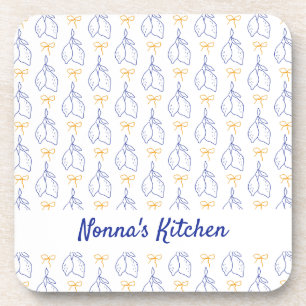Personalised Hand Drawn Italian Blue Lemons Coaster