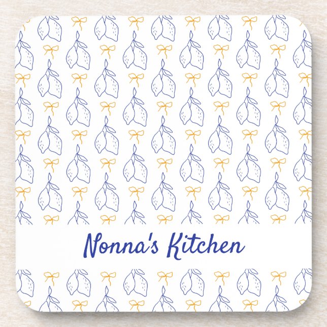 Personalised Hand Drawn Italian Blue Lemons  Coaster (Front)