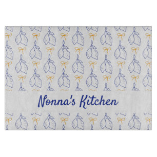 Personalised Hand Drawn Italian Blue Lemons Cutting Board