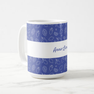 Personalised Hand Drawn Italian Lemons Blue Coffee Mug