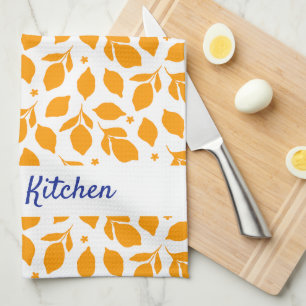 Personalised Hand Drawn Italian Yellow Lemons Tea Towel