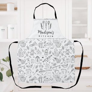 Personalised Hand Drawn Kitchen Cooking Utensils Apron