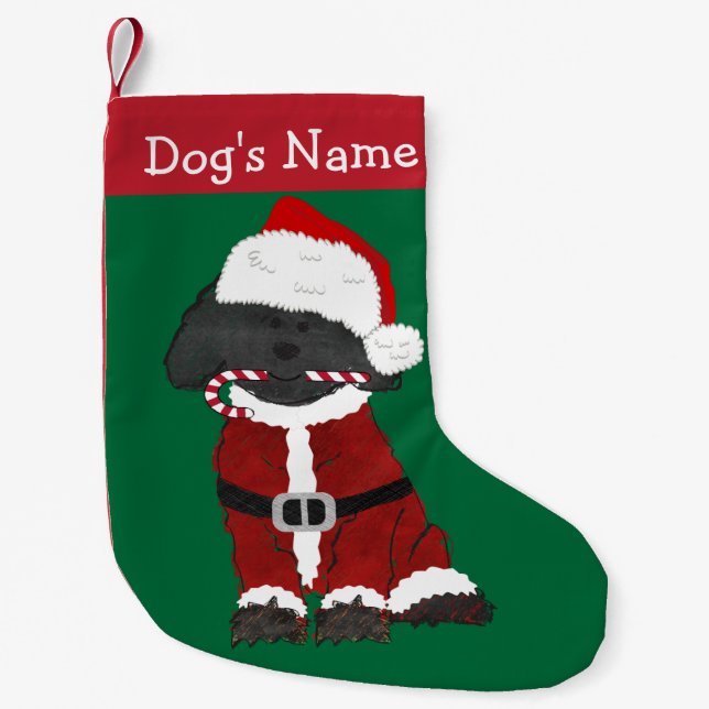 Personalised Hand Drawn Labradoodle Santa Claus Small Christmas Stocking (Front)