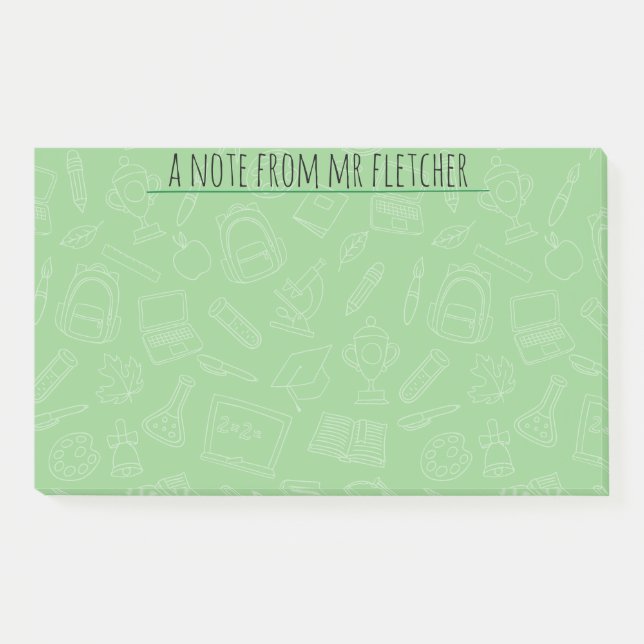 Personalised Hand Drawn School Supplies Pattern Po Post-it Notes (Front)