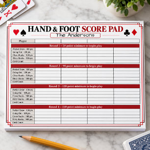 Personalised Hand & Foot Score Pad