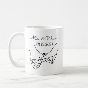 Personalised Hand-Holding Couple Names & Date Coffee Mug