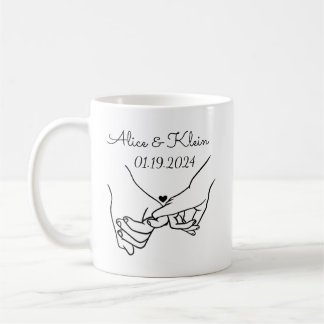Personalised Hand-Holding Couple Names & Date  Coffee Mug