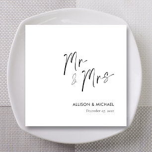 Personalised Hand Lettered Mr and Mrs Wedding Napkin