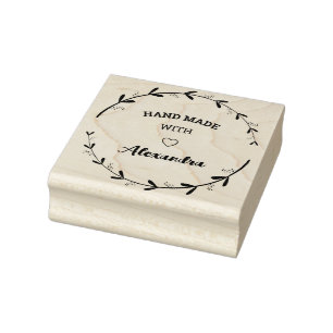 Personalised Hand Made With Love Rubber Stamp