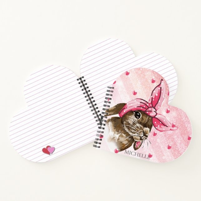 Personalised Hand painted Bunny glitter Notebook (Inside)