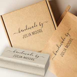 Personalised Handmade By Name Wood Rubber Stamp