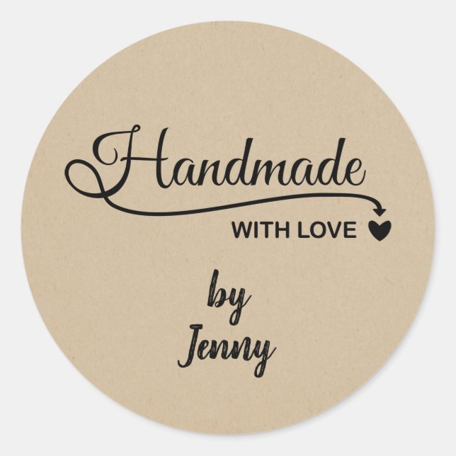 Personalised Handmade With Love Classic Round Sticker (Front)