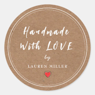 Personalised Handmade with love  Classic Round Sticker