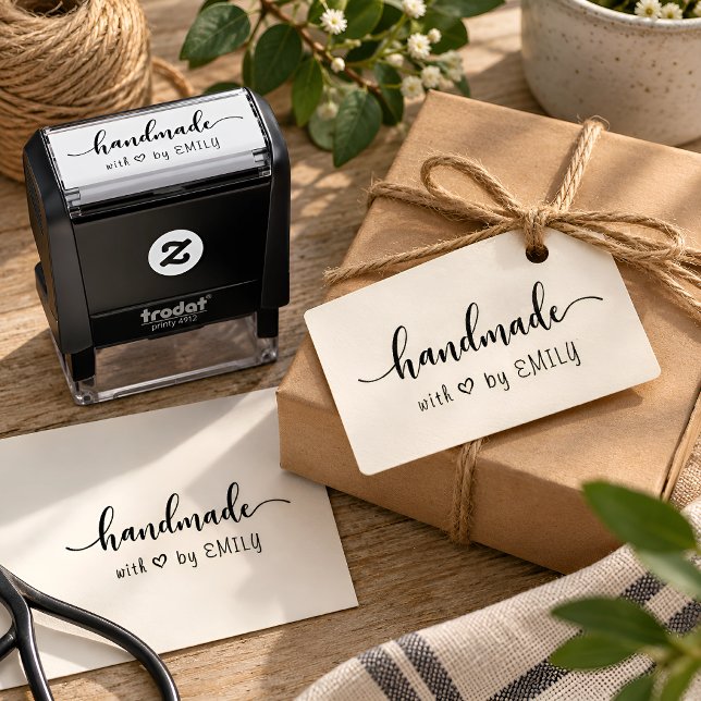Personalised Handmade With Love Custom Name Self-inking Stamp (Creator Uploaded)