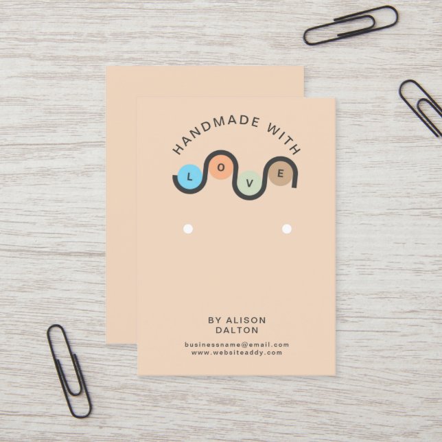 Personalised Handmade With Love Earrings Jewellery Business Card (Front/Back In Situ)