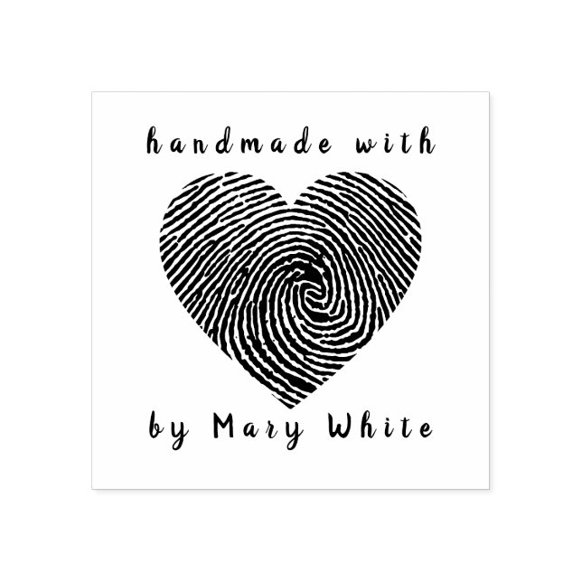 Personalised Handmade With Love Fingerprint Heart  Rubber Stamp (Imprint)