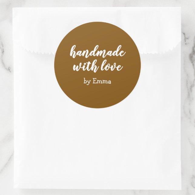 Personalised Handmade with Love Minimalist Classic Round Sticker (Bag)