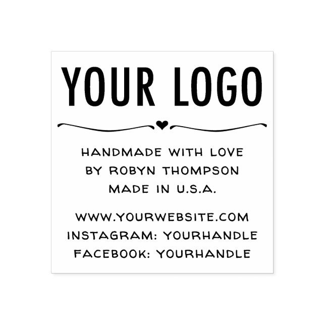 Personalised Handmade with Love Rubber Stamp (Imprint)