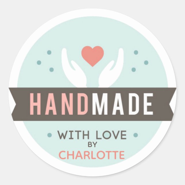 Personalised Handmade with Love Sticker (Front)