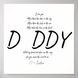 Personalised Handprint Dad Daddy Poem Keepsake Poster