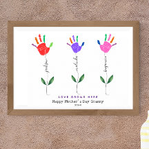 Personalised Handprint flower Art 3 flower names