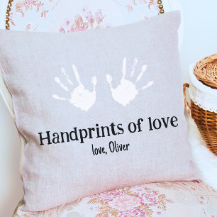 Personalised Handprints of love Kids hands Neutral Cushion