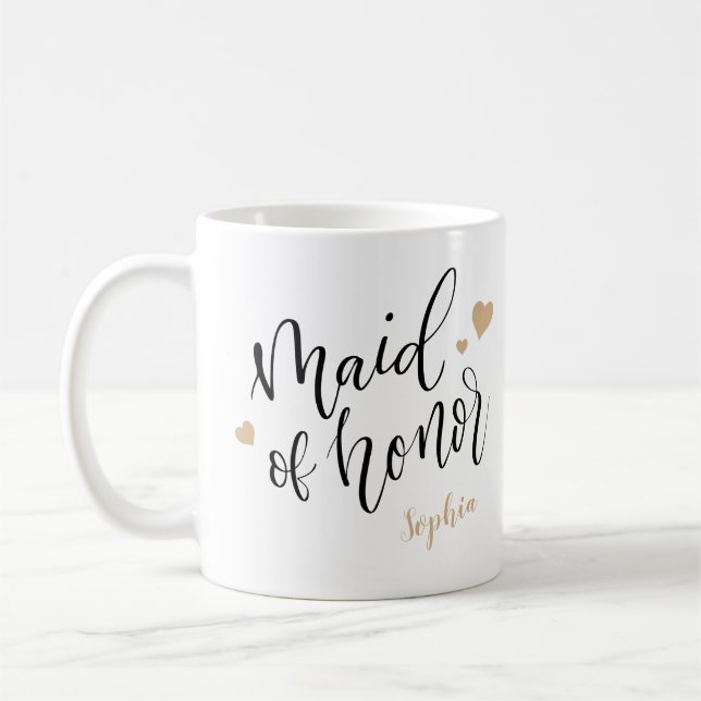 Personalised handwriting maid of honour mugs (Left)